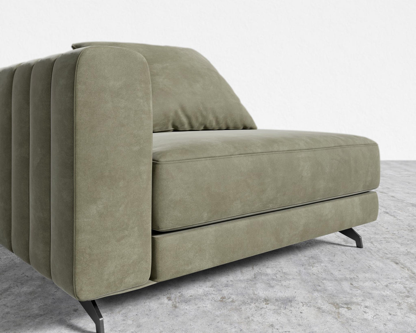 Berlin Left Arm - Black - Berlin, Venice Vegan Suede - Sage