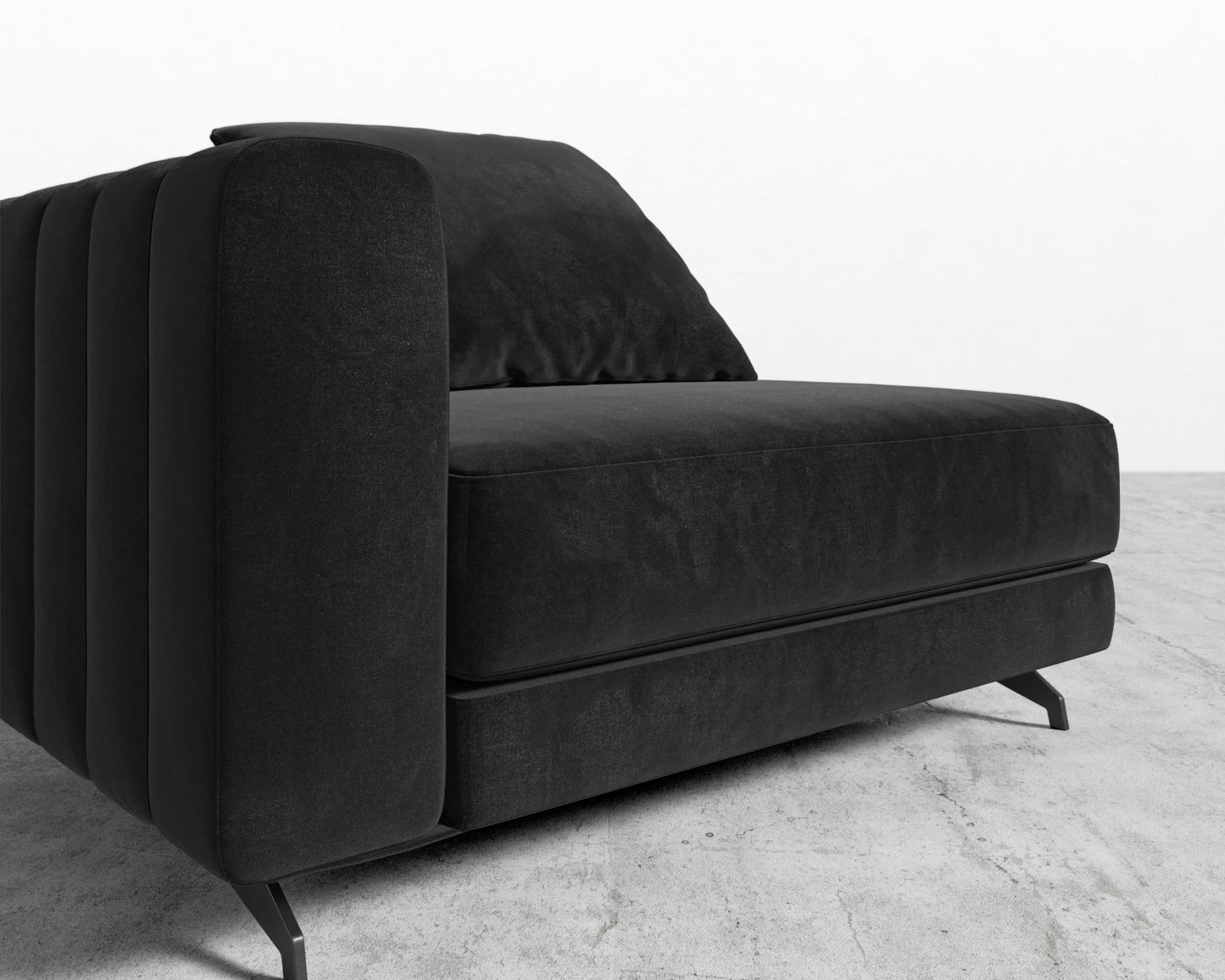 Berlin Left Arm - Black - Berlin, Plush Velvet - Black