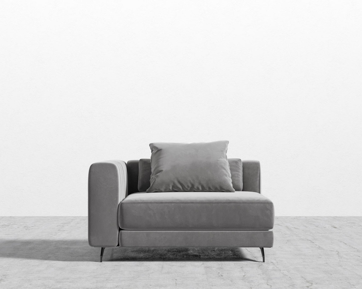 Berlin Left Arm - Black - Berlin, Plush Velvet - Glacier Grey