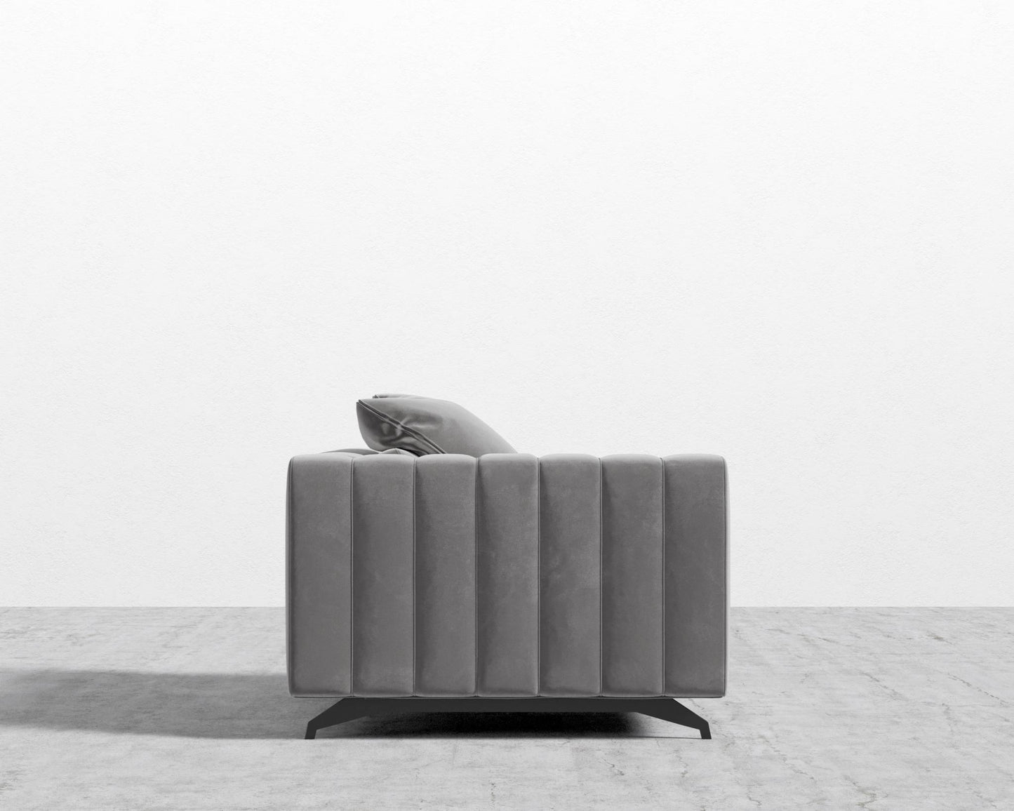 Berlin Left Arm - Black - Berlin, Plush Velvet - Glacier Grey