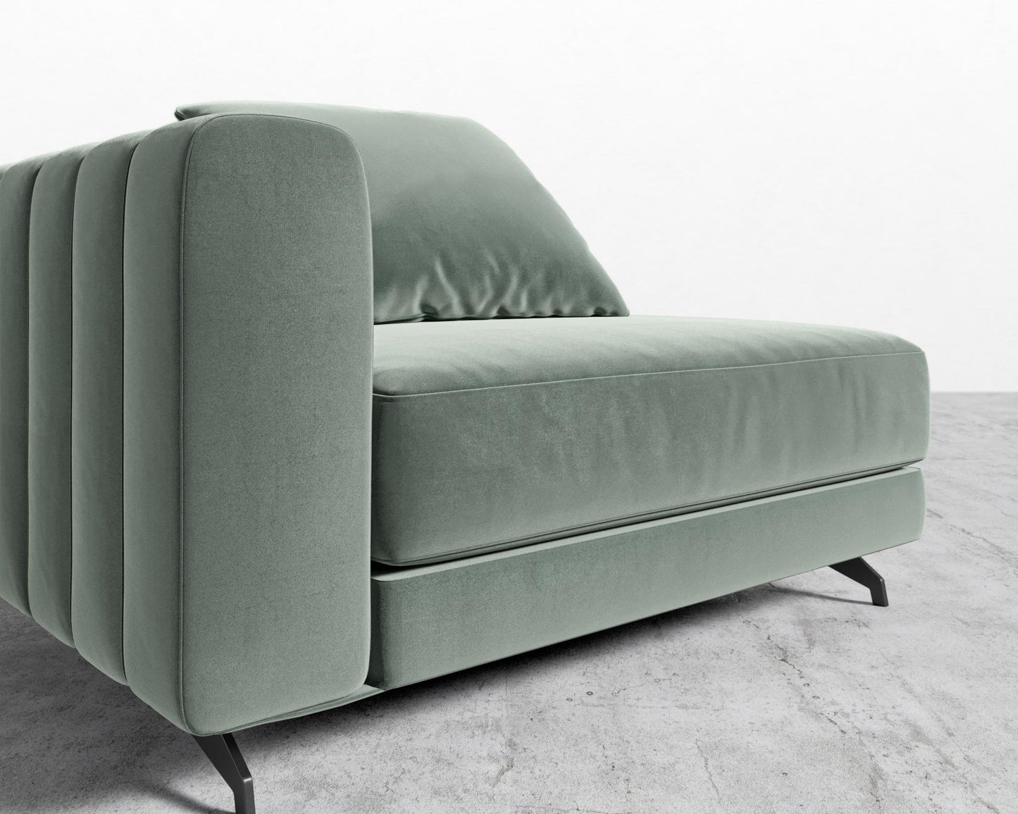 Berlin Left Arm - Black - Berlin, Plush Velvet - Moonstone