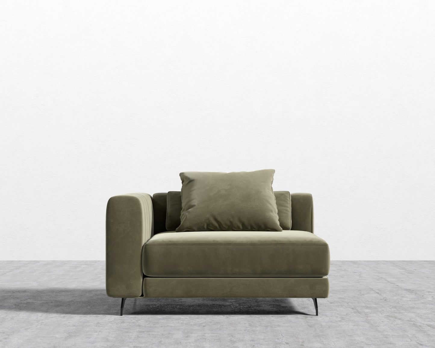 Berlin Left Arm - Black - Berlin, Signature Plush Velvet - Olive Green