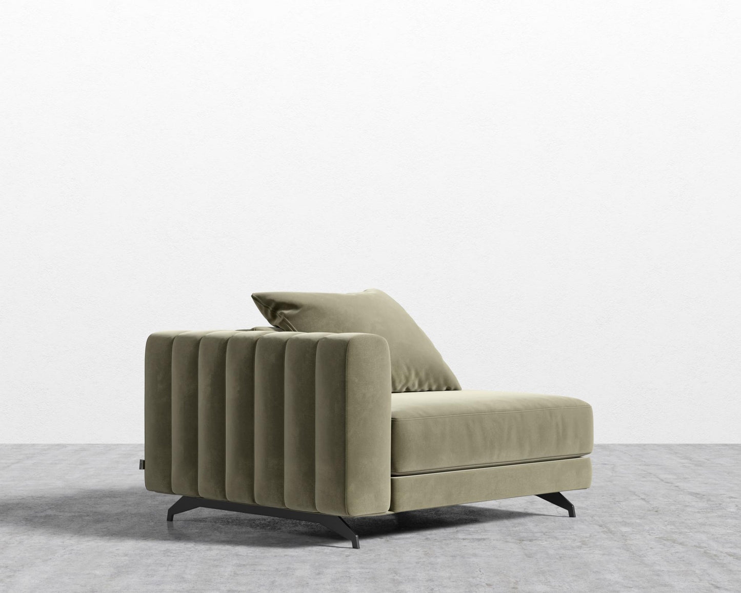 Berlin Left Arm - Black - Berlin, Signature Plush Velvet - Olive Green