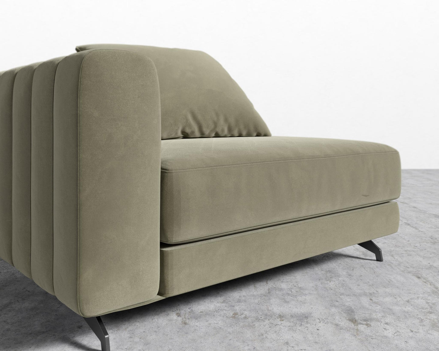 Berlin Left Arm - Black - Berlin, Signature Plush Velvet - Olive Green