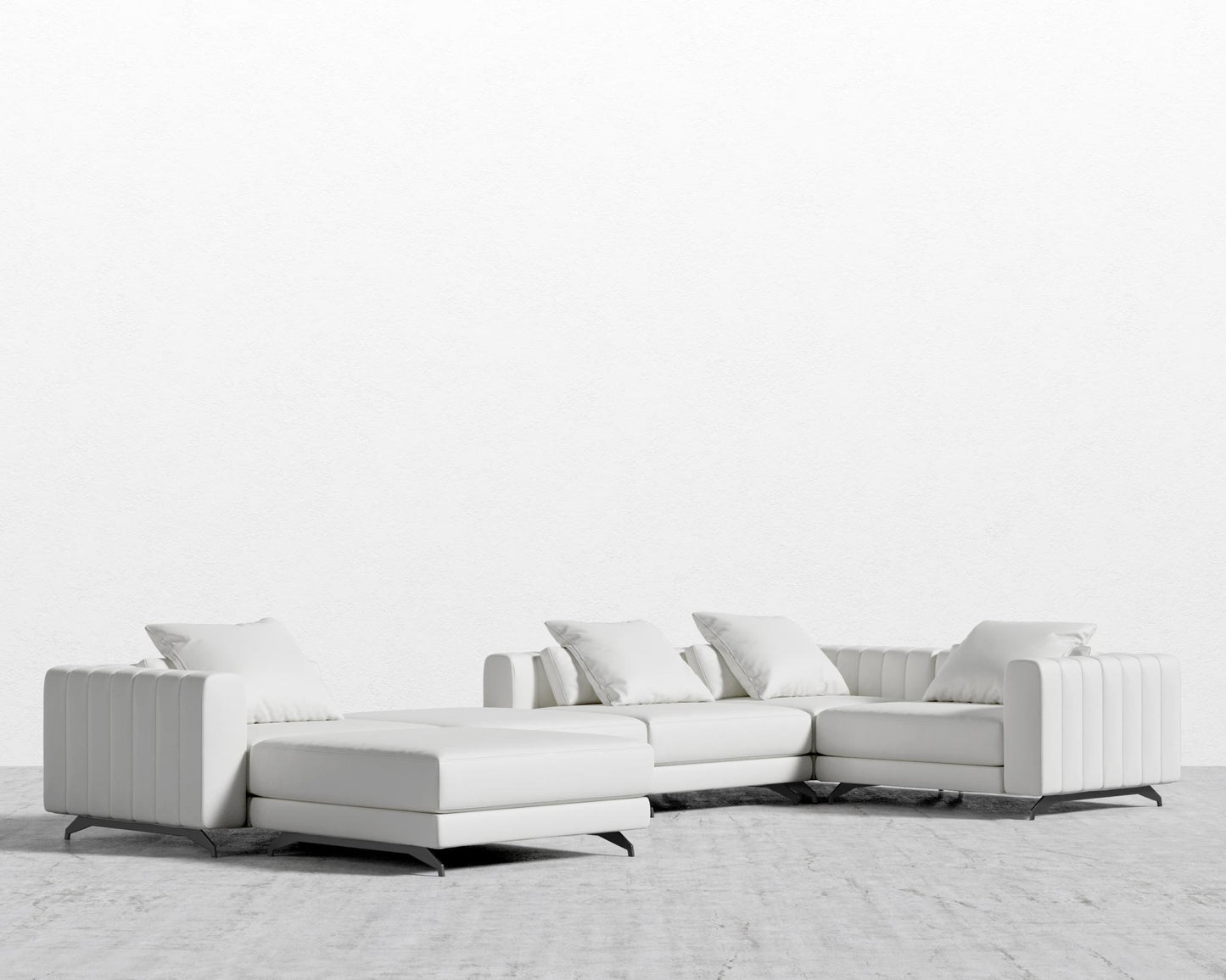 Berlin Modular Sectional - Black - Berlin, Microfiber Leather - Trento Eggshell