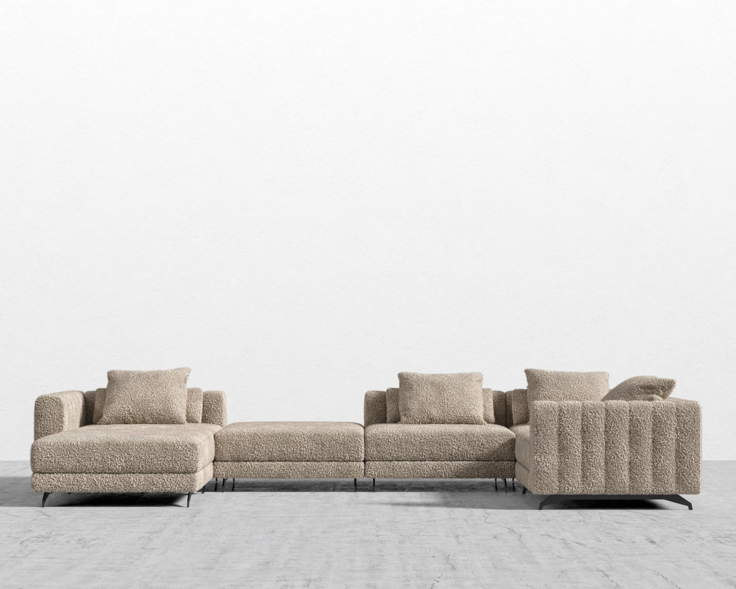 Berlin Modular Sectional - Black - Berlin, Shearling - Fawn