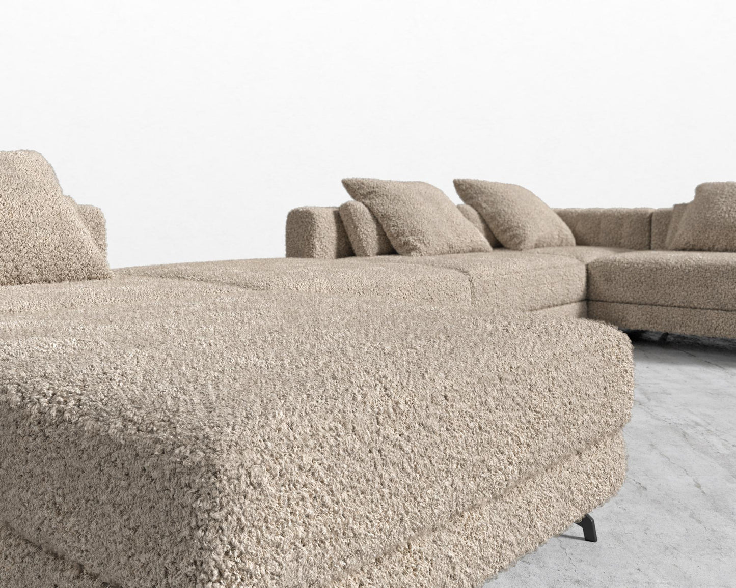 Berlin Modular Sectional - Black - Berlin, Shearling - Fawn