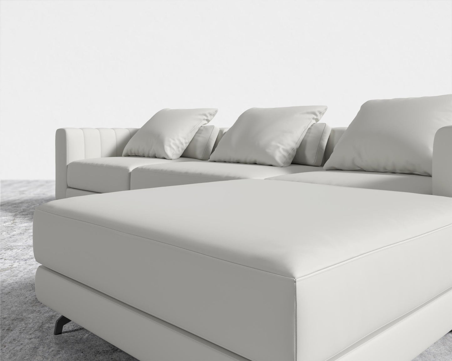 Berlin Sectional Sofa - Black - Berlin, Trento Microfiber Leather - Trento Eggshell