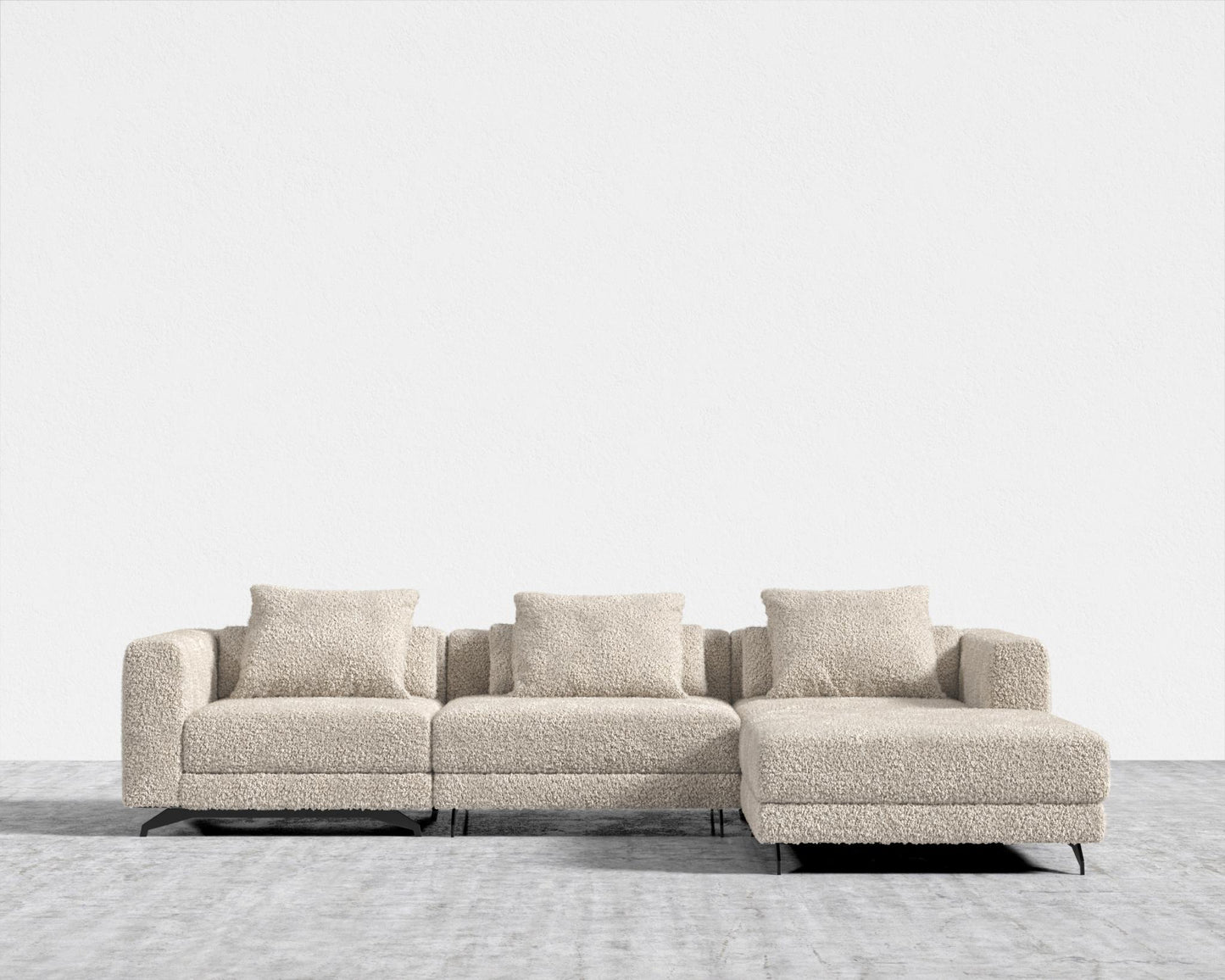 Berlin Sectional Sofa - Black - Berlin, Shearling - Almond