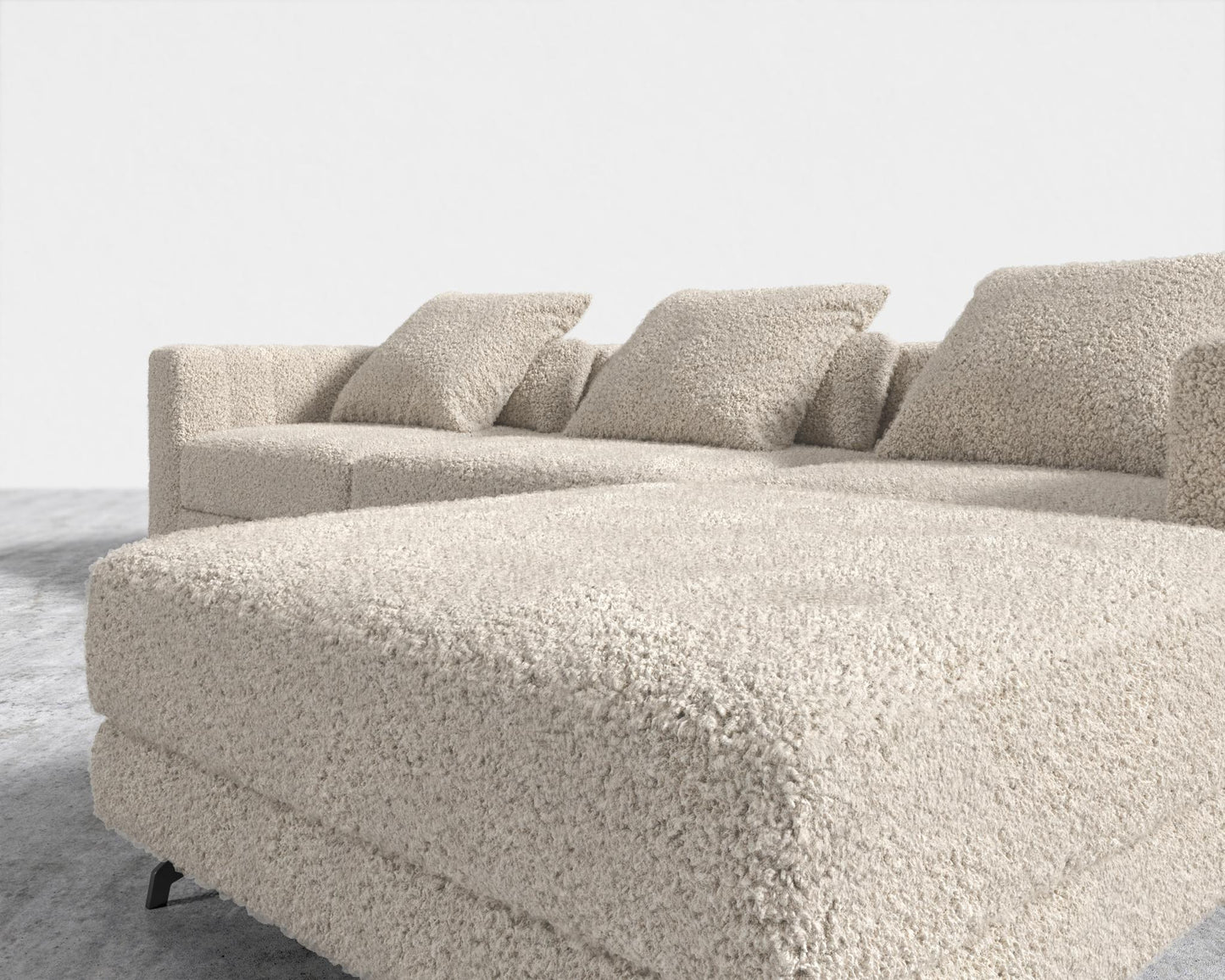 Berlin Sectional Sofa - Black - Berlin, Shearling - Almond