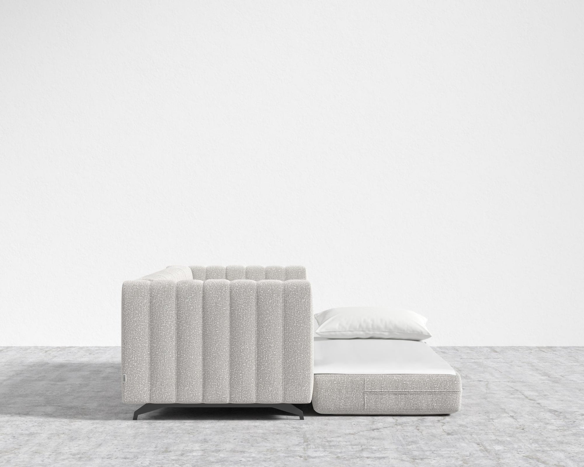 Berlin Sleeper Sofa - Black - Berlin, Chatou Bouclé - Pearl, 88" | 224cm