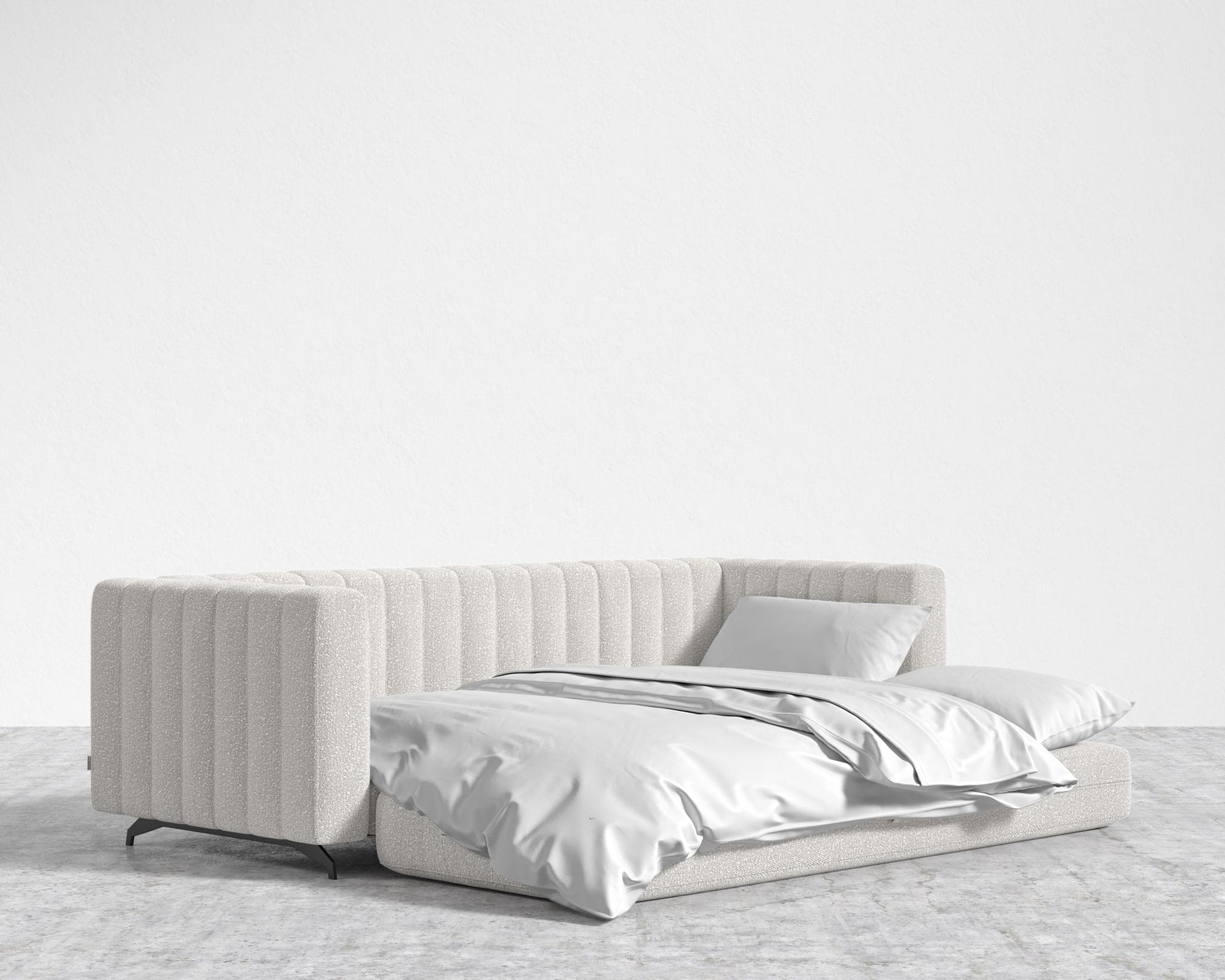 Berlin Sleeper Sofa - Black - Berlin, Chatou Bouclé - Pearl, 88" | 224cm