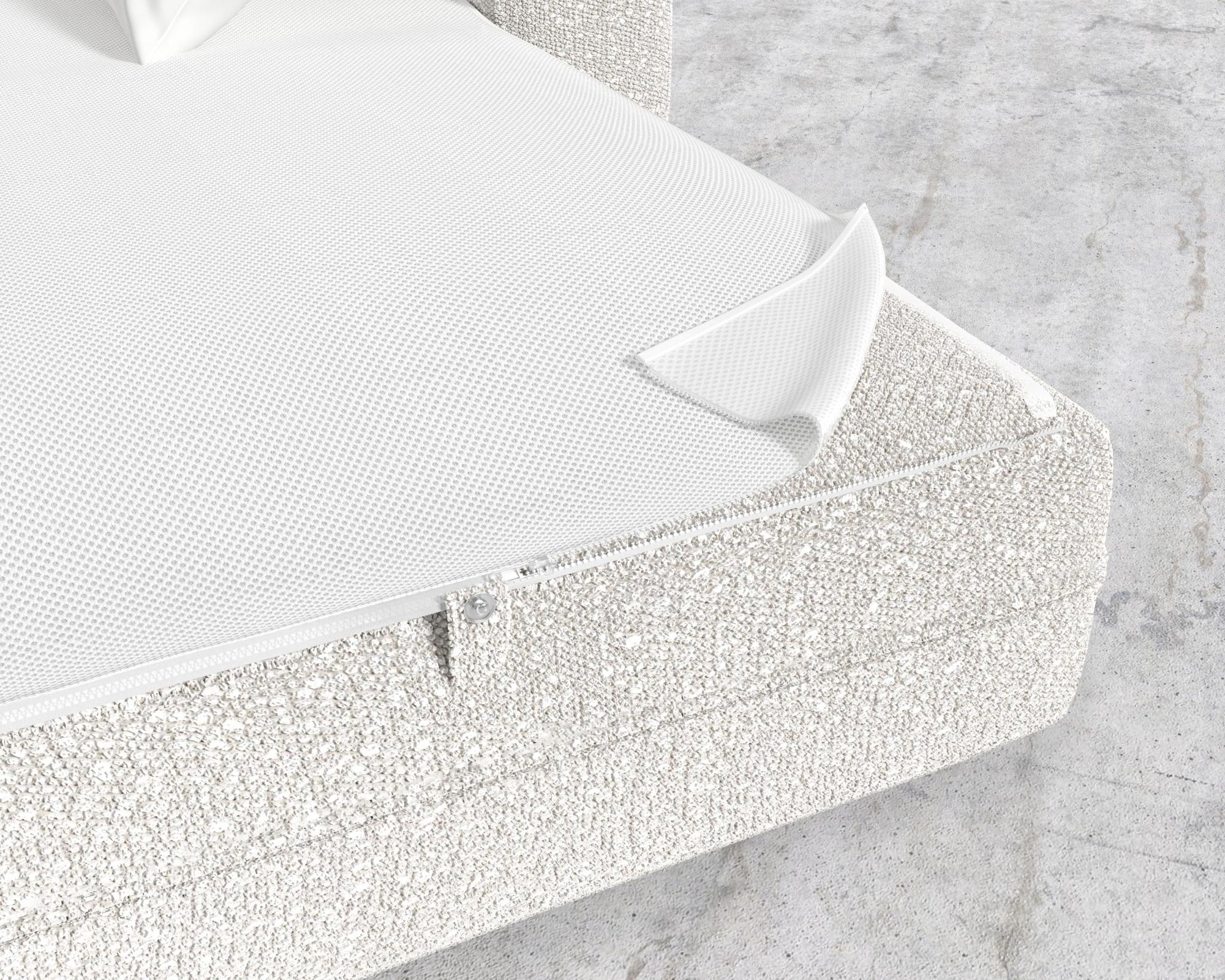 Berlin Sleeper Sofa - Black - Berlin, Chatou Bouclé - Pearl, 88" | 224cm