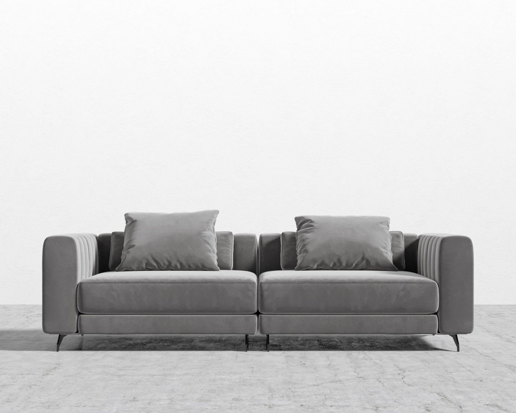 Berlin Sofa - Black - Berlin, Plush Velvet - Glacier Grey