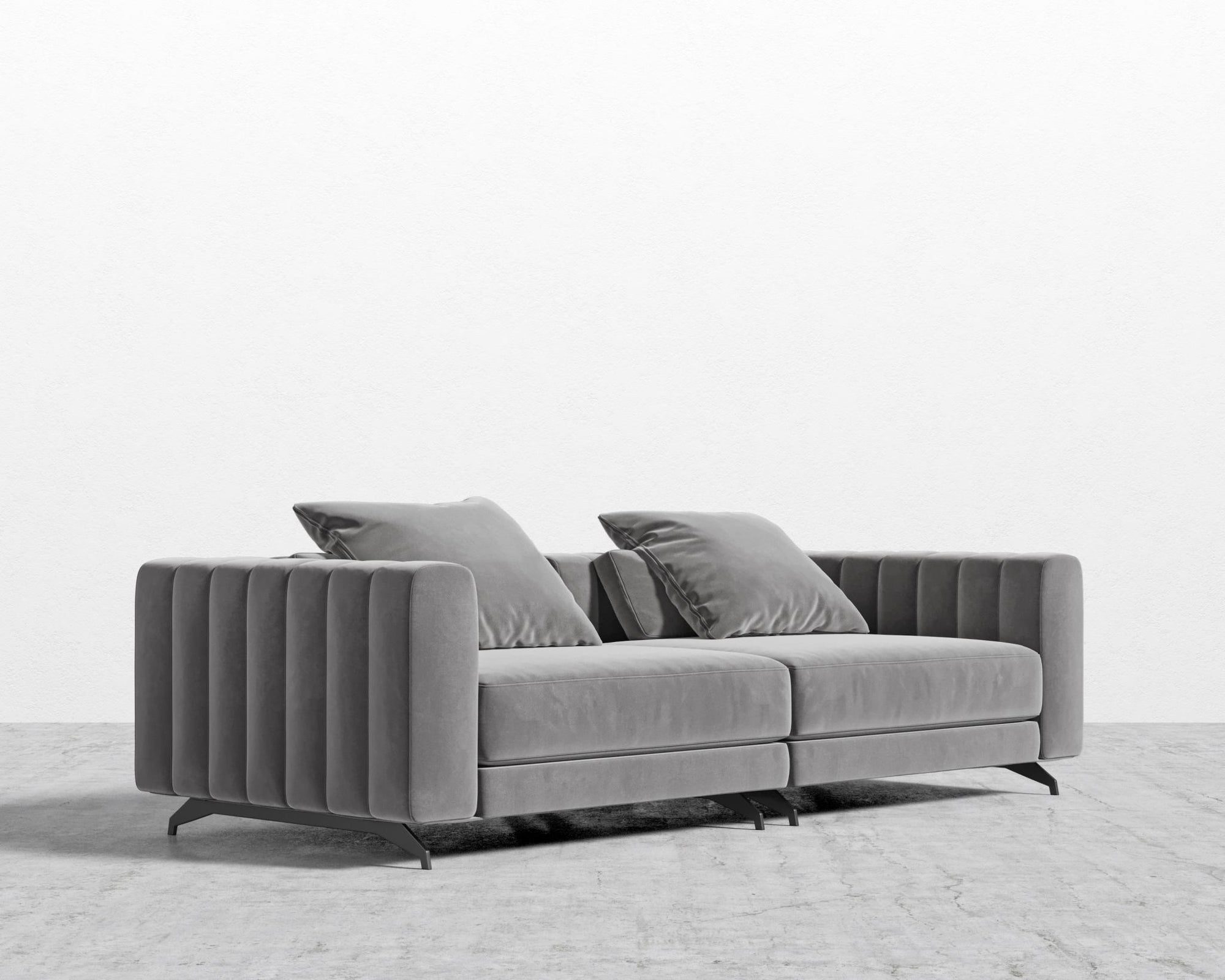 Berlin Sofa - Black - Berlin, Plush Velvet - Glacier Grey