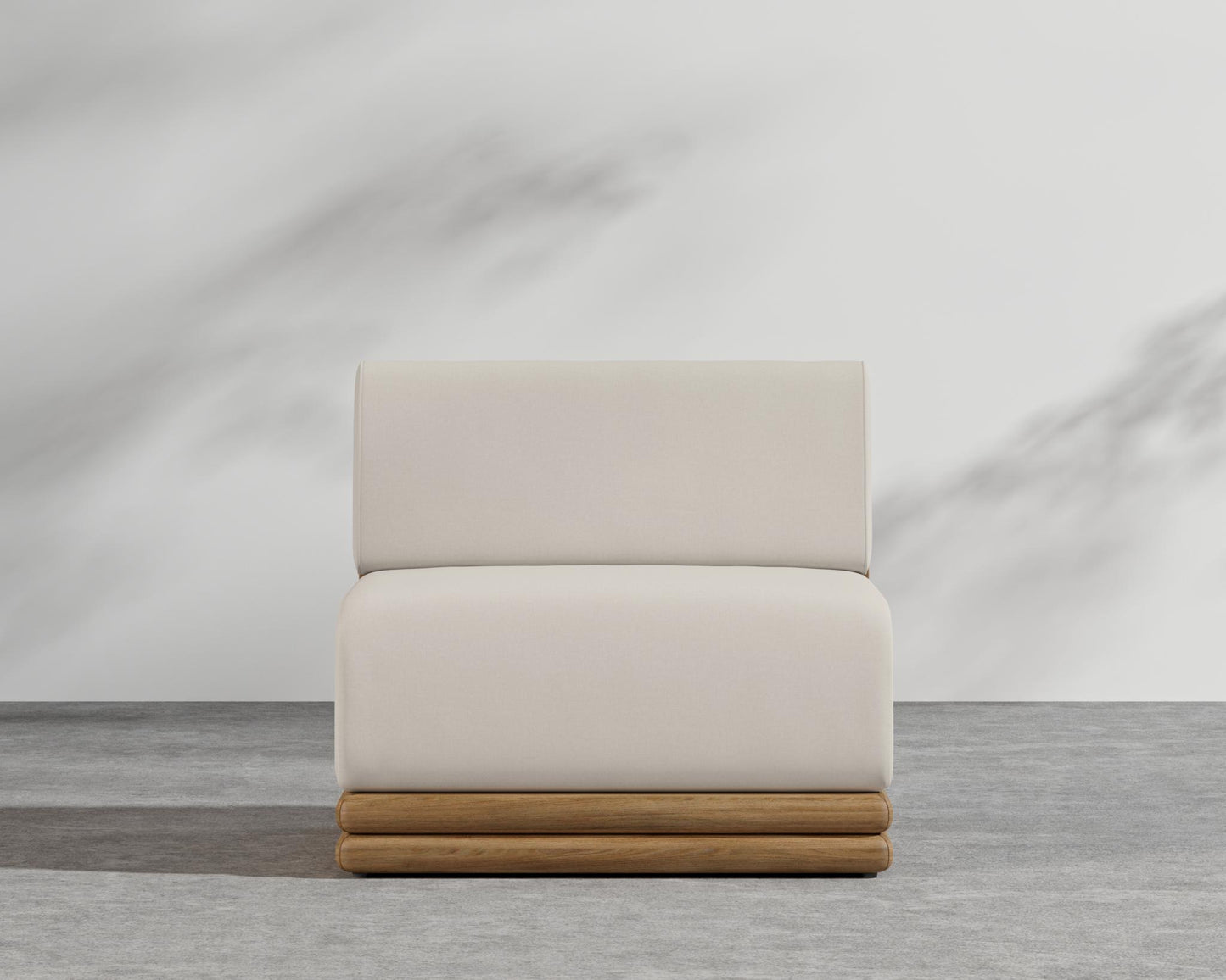 Bora Outdoor Armless - Natural Acacia, Outdoor Fabric - Palisades