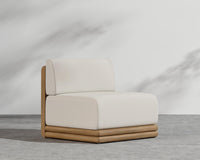 Bora Outdoor Armless - Natural Acacia, Outdoor Fabric - Palisades