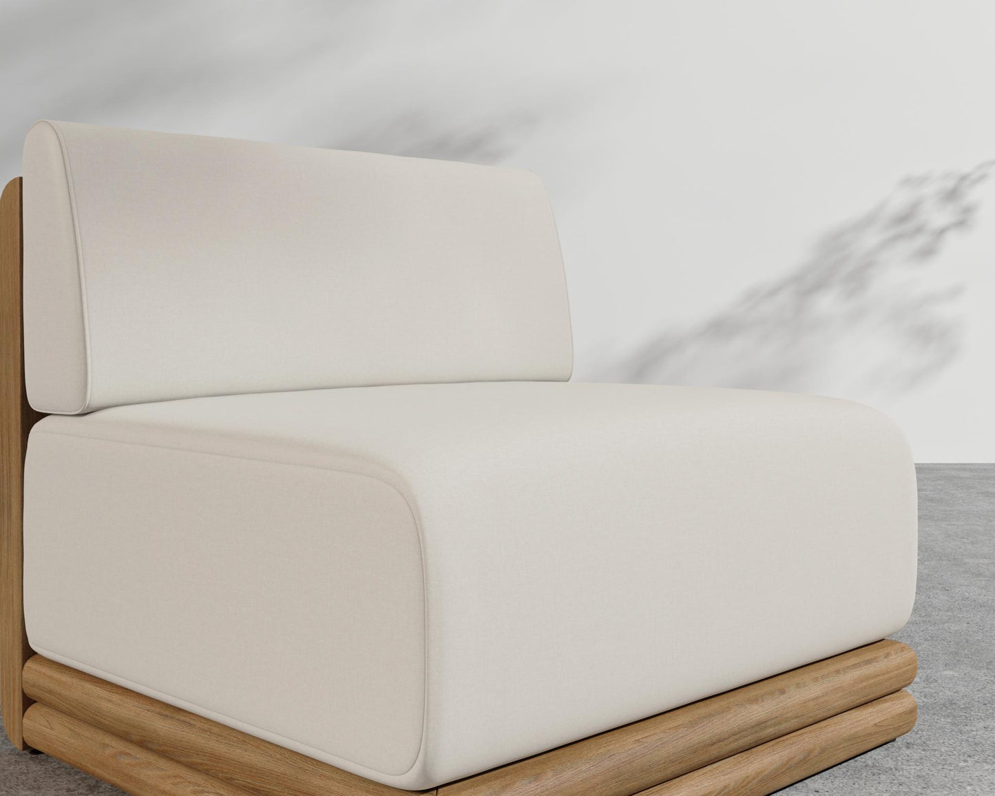 Bora Outdoor Armless - Natural Acacia, Outdoor Fabric - Palisades