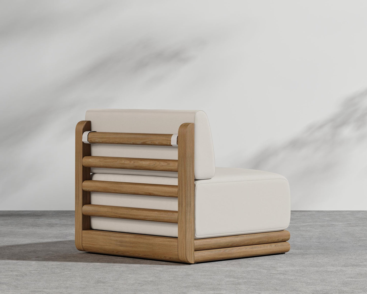 Bora Outdoor Armless - Natural Acacia, Outdoor Fabric - Palisades