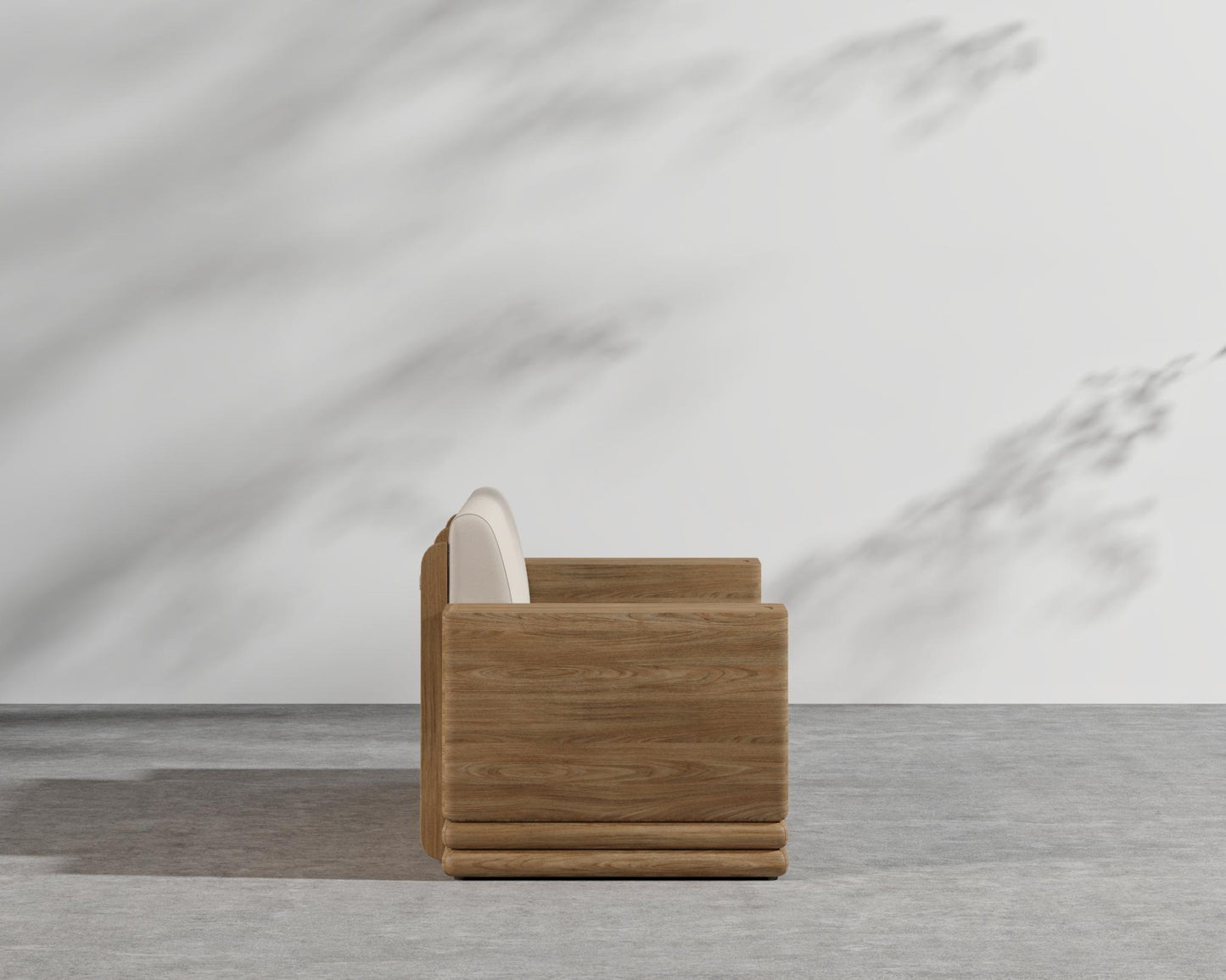 Bora Outdoor Sofa - Natural Acacia, Outdoor Fabric - Palisades