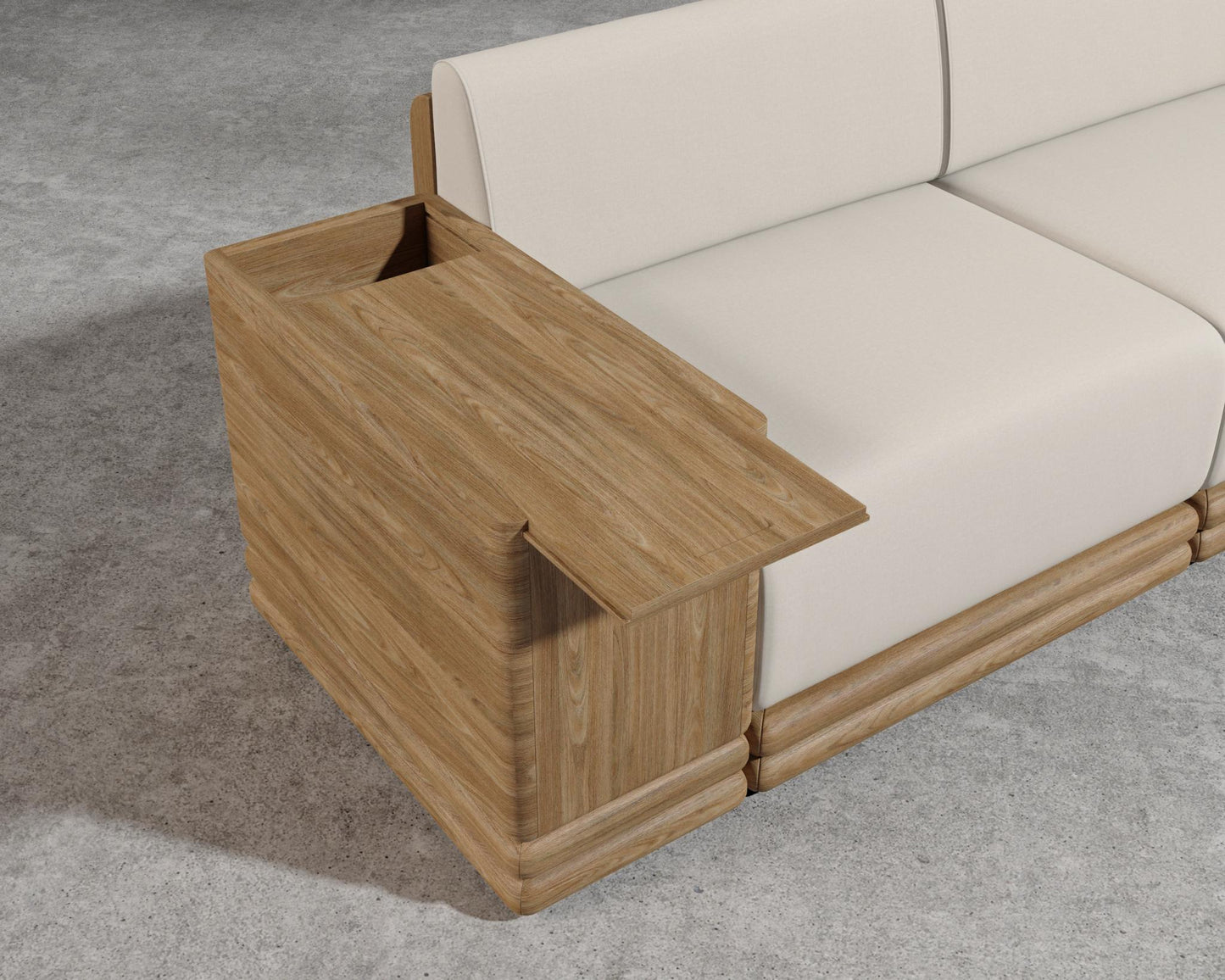 Bora Outdoor Sofa - Natural Acacia, Outdoor Fabric - Palisades