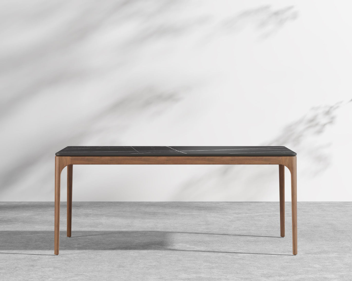 Coppola Dining Table - Black Pietra Ceramic, Walnut Acacia