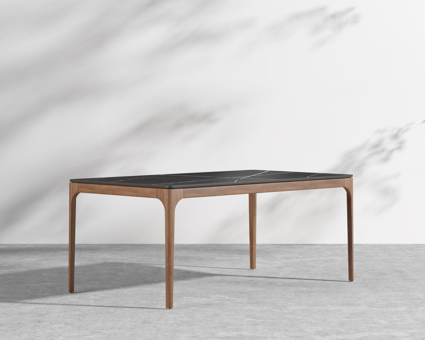 Coppola Dining Table - Black Pietra Ceramic, Walnut Acacia