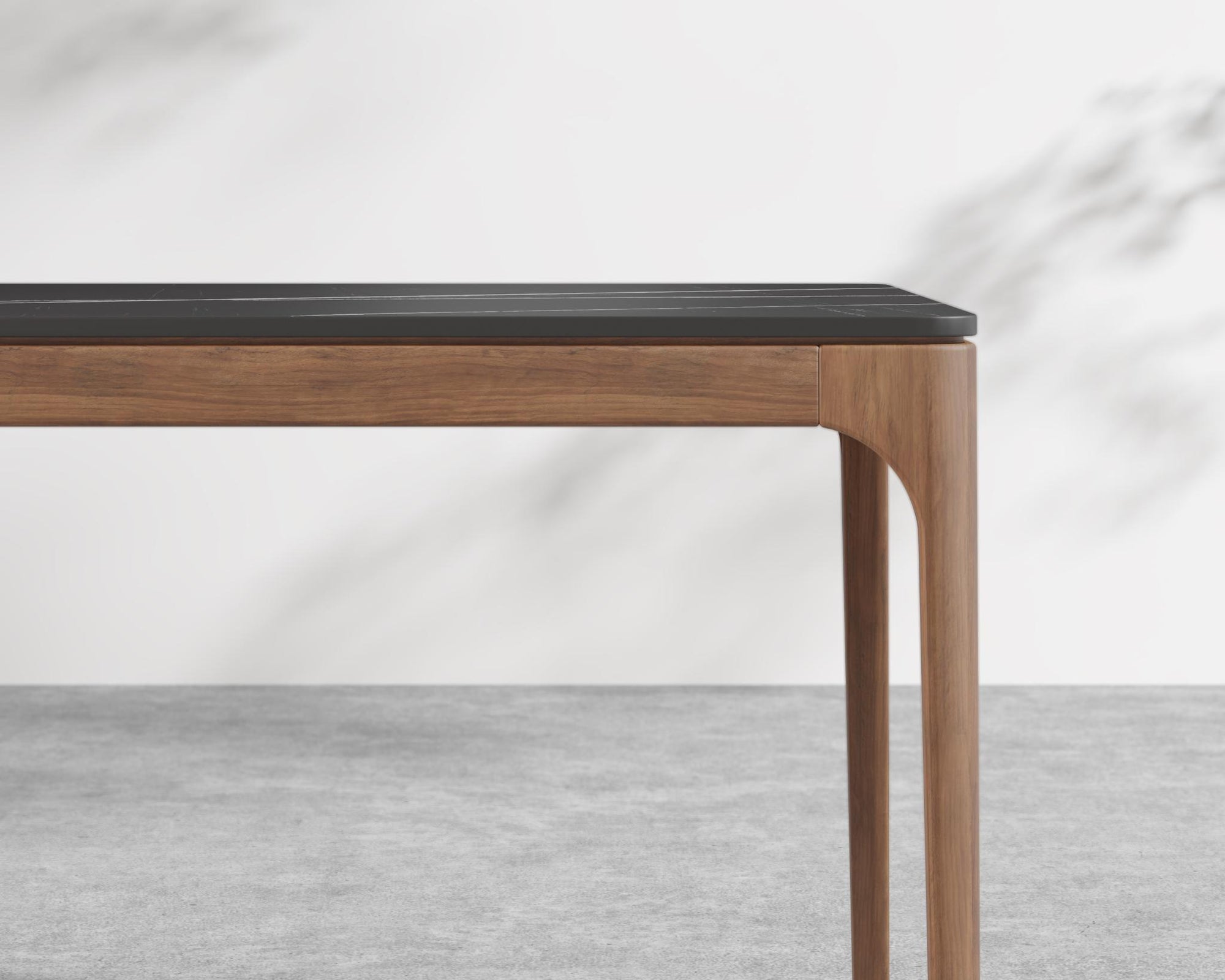 Coppola Dining Table - Black Pietra Ceramic, Walnut Acacia