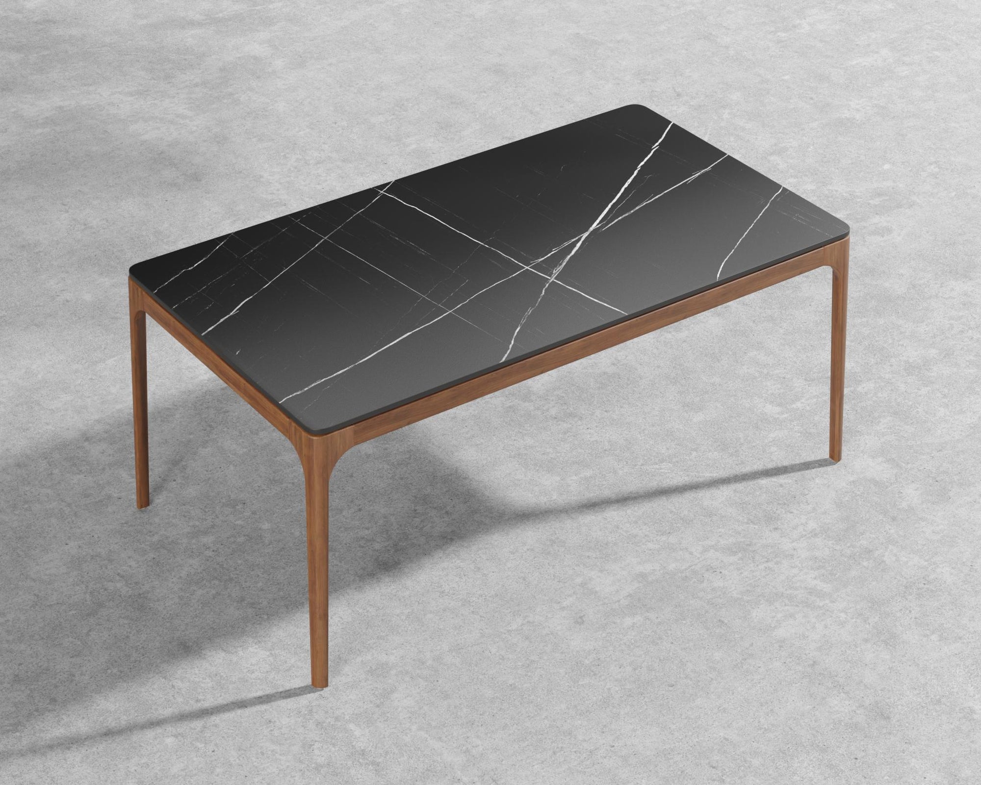 Coppola Dining Table - Black Pietra Ceramic, Walnut Acacia