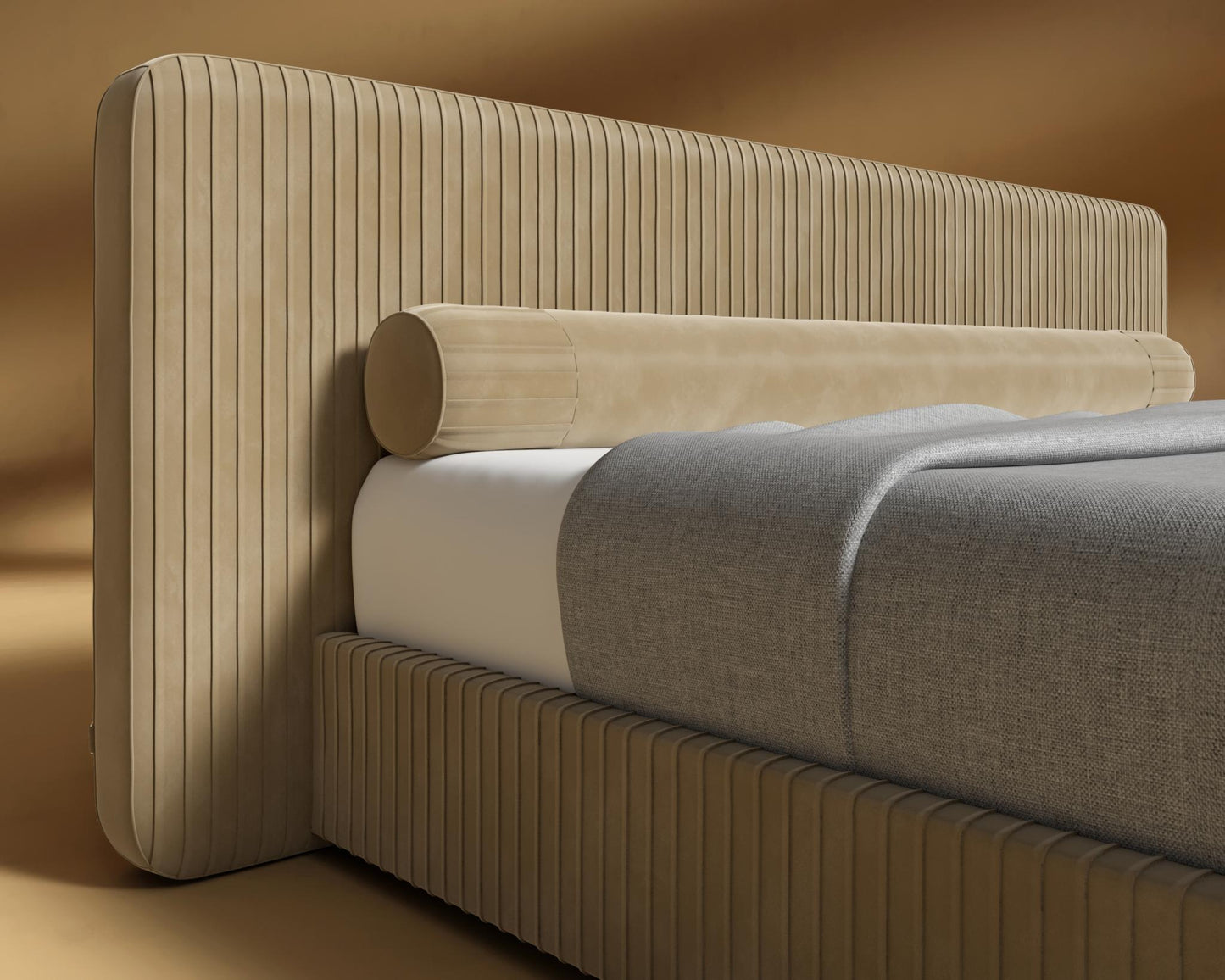 Dalina Bed - Queen, Plush Velvet - Dune