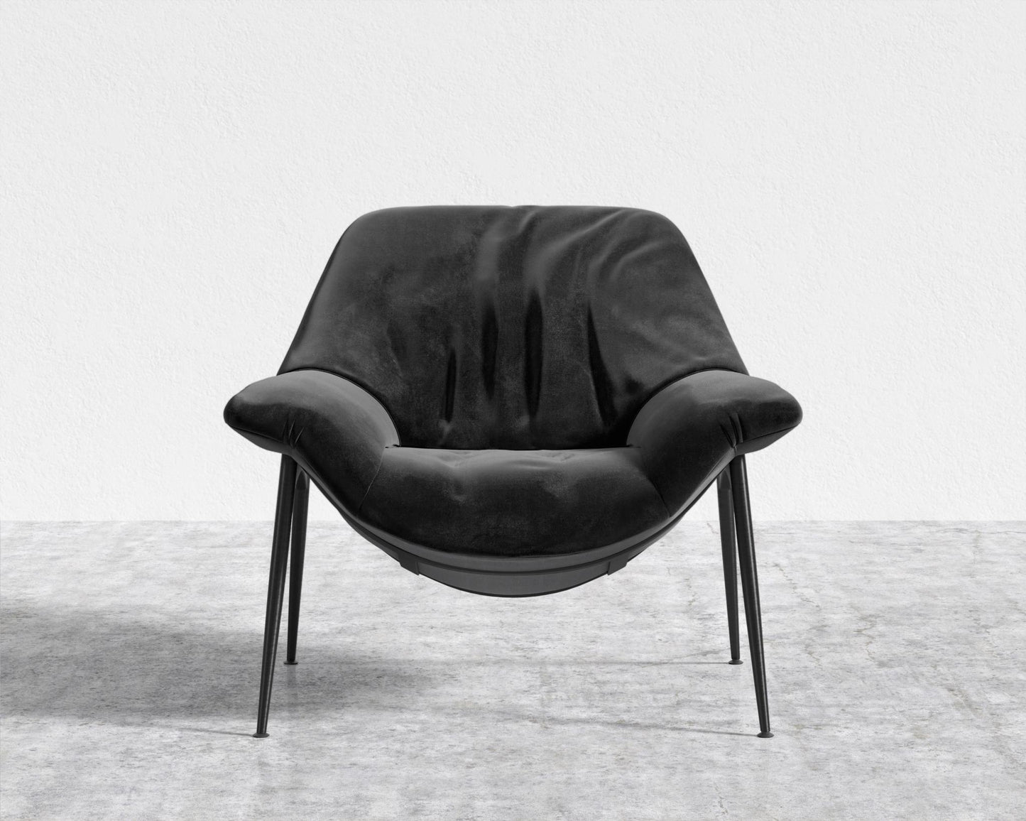 Davos Lounge Chair - Plush Velvet - Black