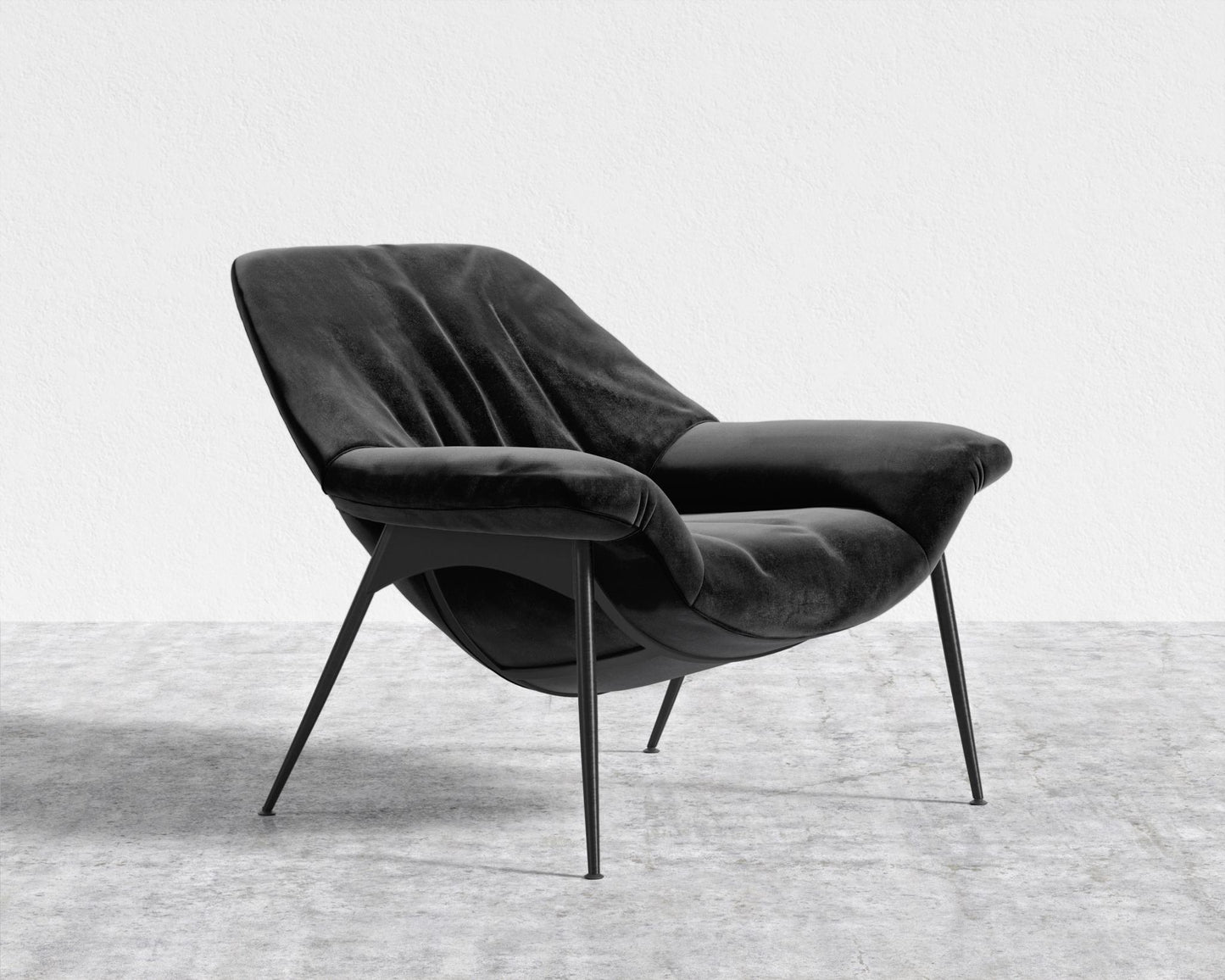 Davos Lounge Chair - Plush Velvet - Black