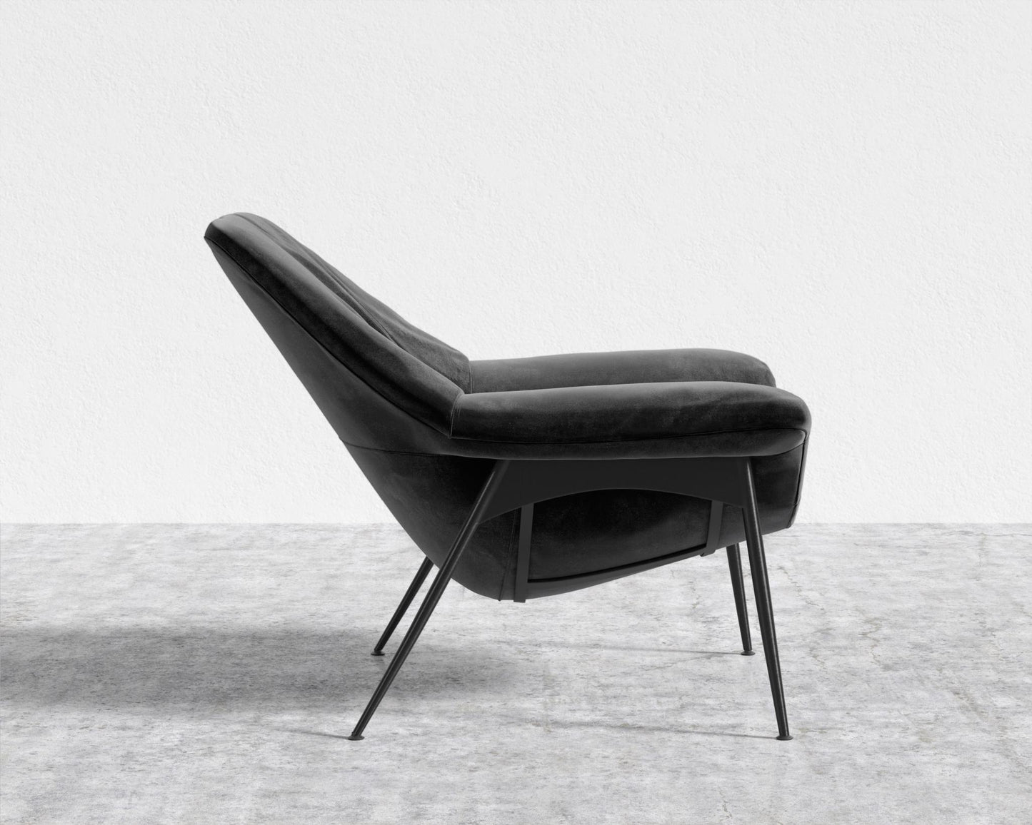 Davos Lounge Chair - Plush Velvet - Black