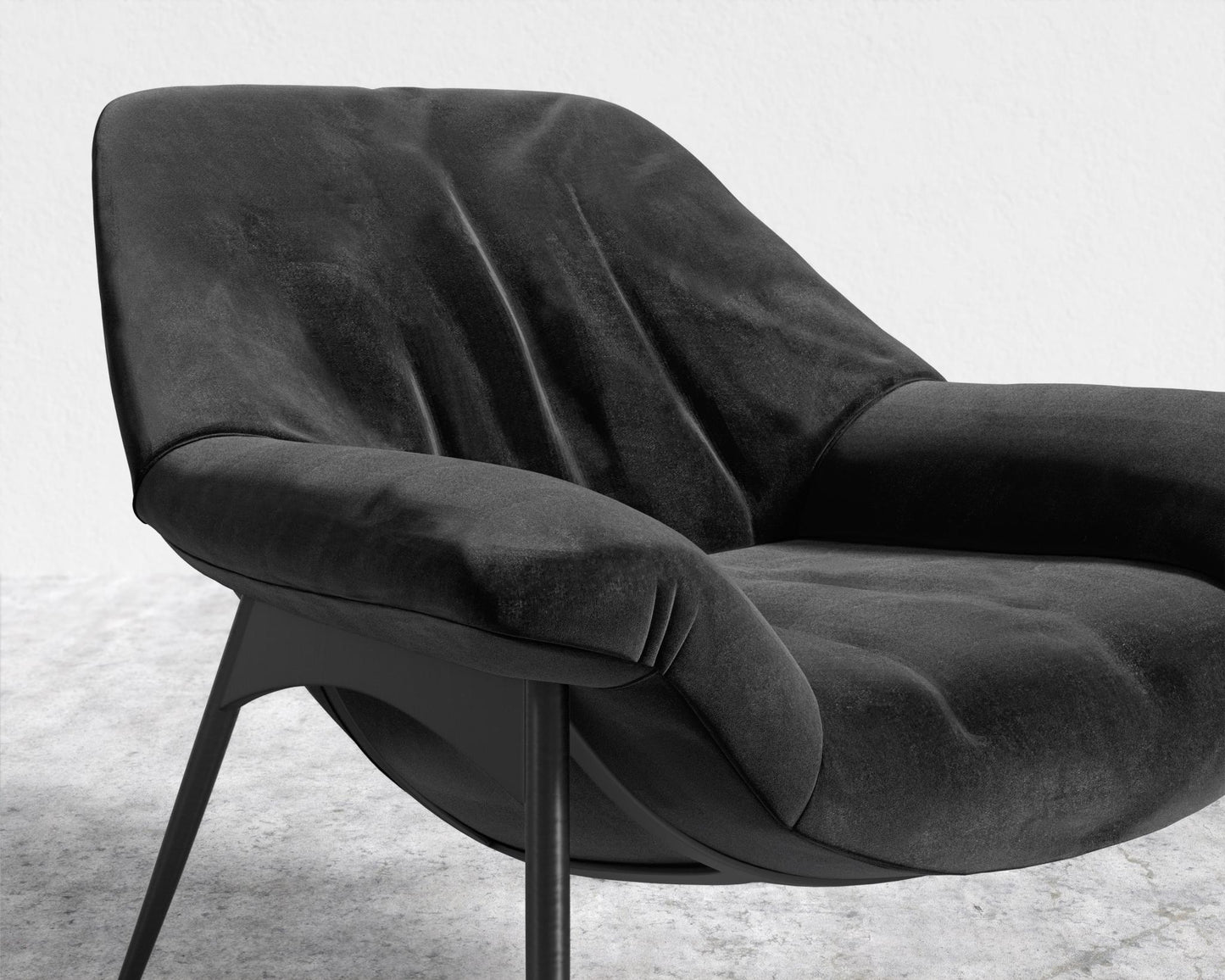 Davos Lounge Chair - Plush Velvet - Black