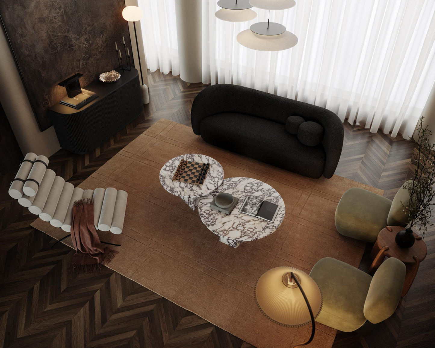 Romulus Nested Coffee Table - Viola Marble