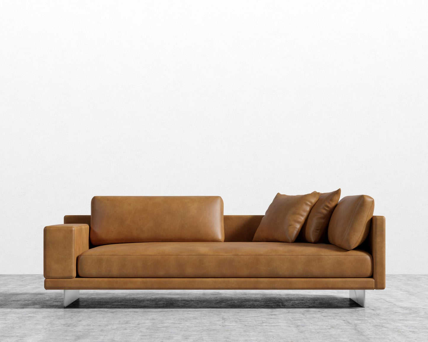 Dresden Left Arm Sofa - Trento Microfiber Leather - Trento Morocco, Brushed Steel - Dresden
