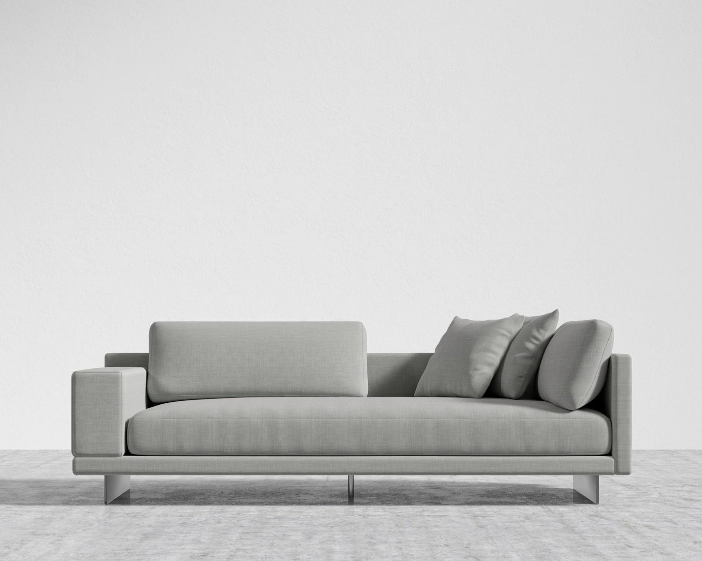 Dresden Left Arm Sofa - Performance Linen - Dove, Brushed Steel - Dresden