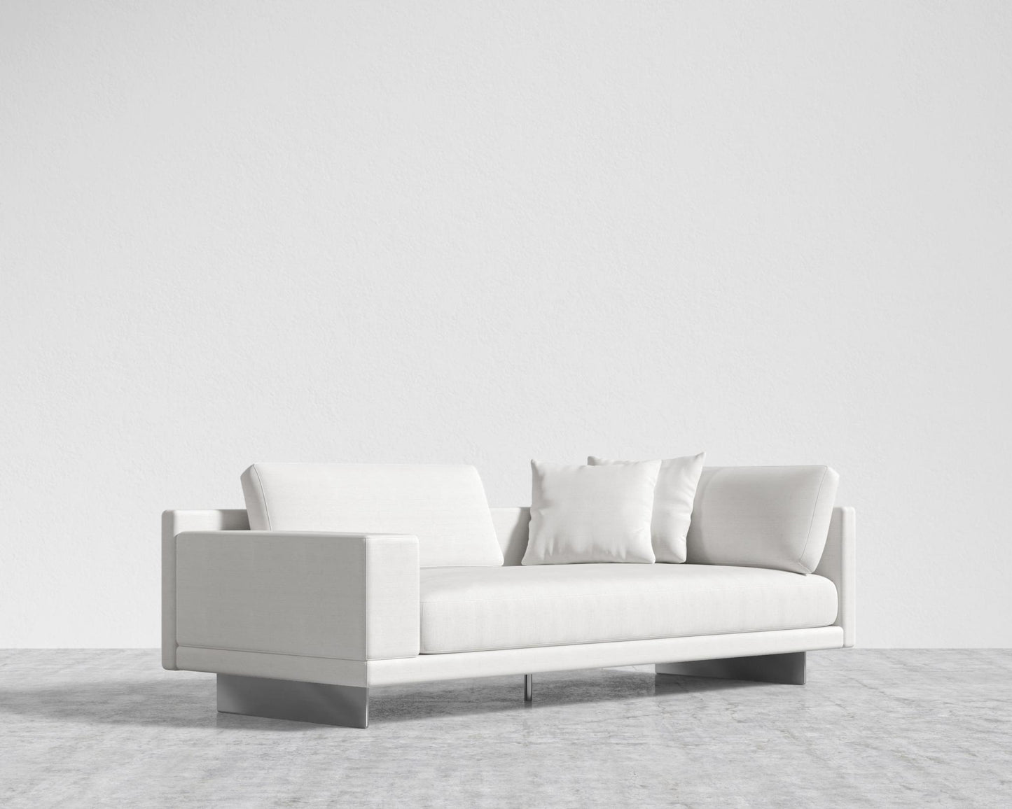 Dresden Left Arm Sofa - Performance Linen - Swan, Brushed Steel - Dresden