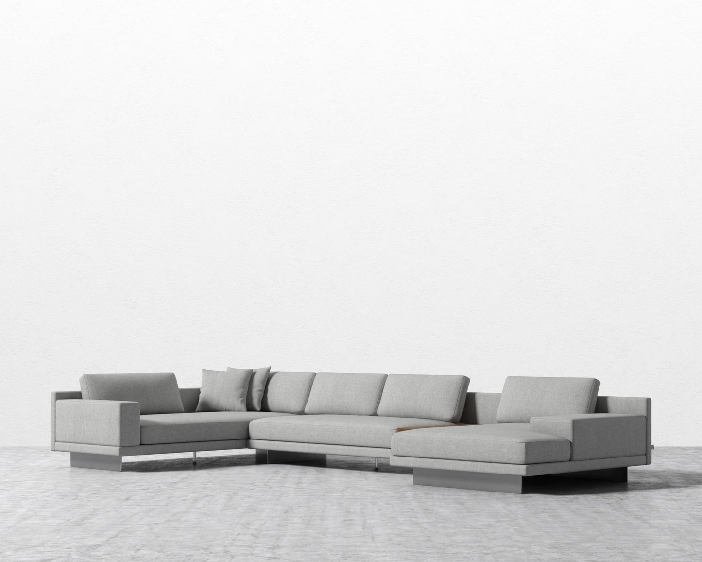 Dresden Modular Sectional - Walnut Veneer Storage Table, Left-Hand-Facing, Modern Felt - Malmo, Brushed Steel - Dresden
