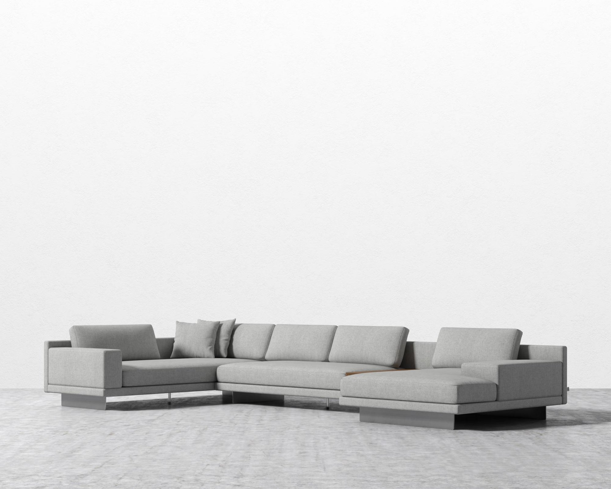 Dresden Modular Sectional - Walnut Veneer Storage Table, Left-Hand-Facing, Modern Felt - Malmo, Brushed Steel - Dresden