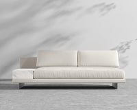 Dresden Outdoor Armless Sofa with Side Table - Black Pietra Ceramic Table, Brushed Steel - Dresden Outdoor, Outdoor Fabric - Palisades