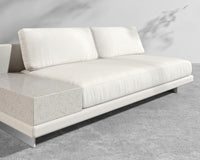 Dresden Outdoor Armless Sofa with Side Table - Black Pietra Ceramic Table, Brushed Steel - Dresden Outdoor, Outdoor Fabric - Palisades