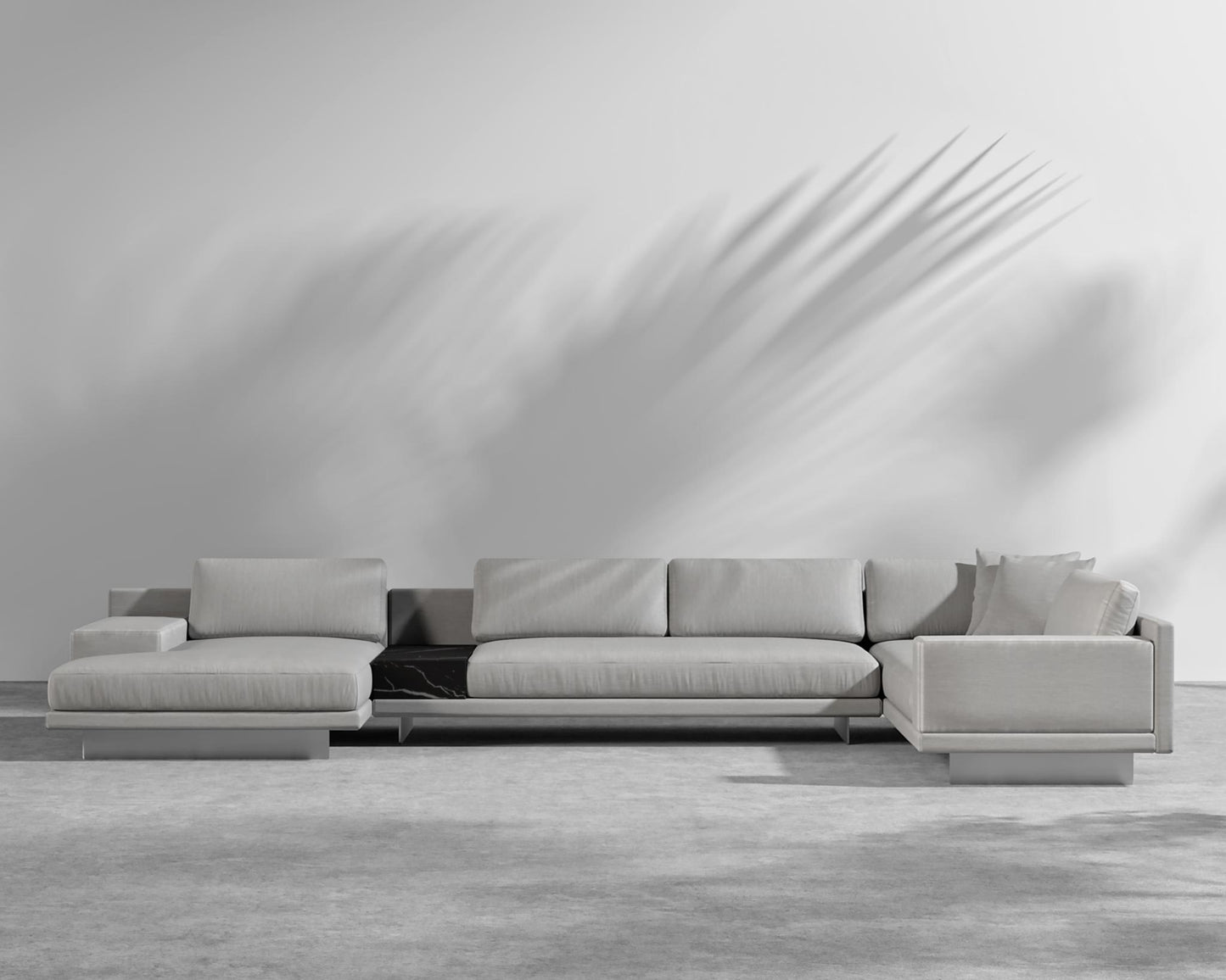 Dresden Outdoor Modular Sectional - Brushed Steel - Dresden Outdoor, Armrest, Left-Hand-Facing, Outdoor Fabric - Encino