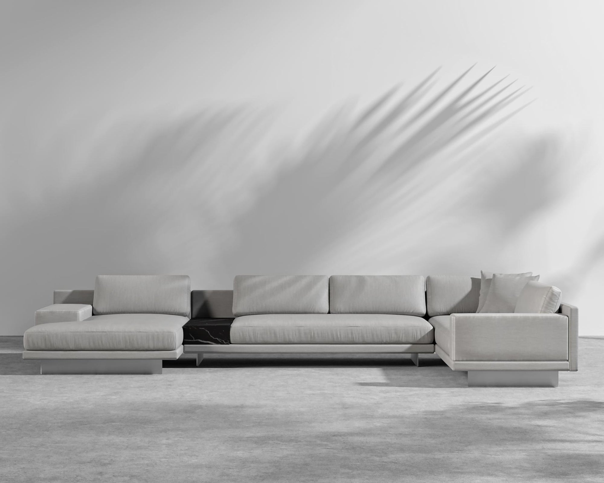 Dresden Outdoor Modular Sectional - Brushed Steel - Dresden Outdoor, Armrest, Left-Hand-Facing, Outdoor Fabric - Encino