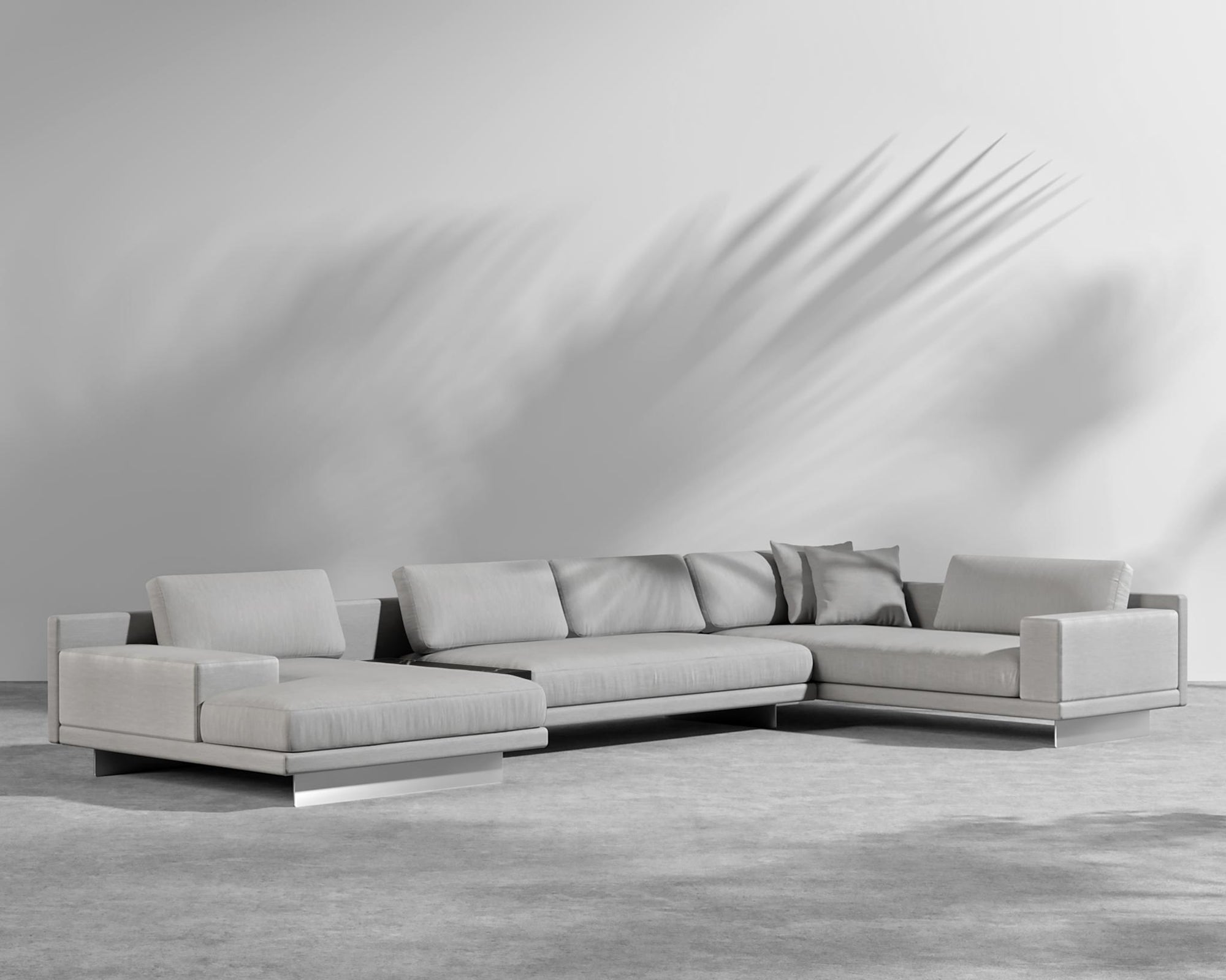 Dresden Outdoor Modular Sectional - Brushed Steel - Dresden Outdoor, Armrest, Left-Hand-Facing, Outdoor Fabric - Encino