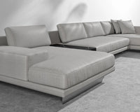 Dresden Outdoor Modular Sectional - Brushed Steel - Dresden Outdoor, Armrest, Left-Hand-Facing, Outdoor Fabric - Encino