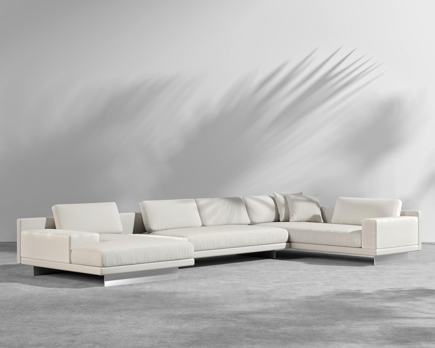 Dresden Outdoor Modular Sectional - Brushed Steel - Dresden Outdoor, Armrest, Left-Hand-Facing, Outdoor Fabric - Palisades