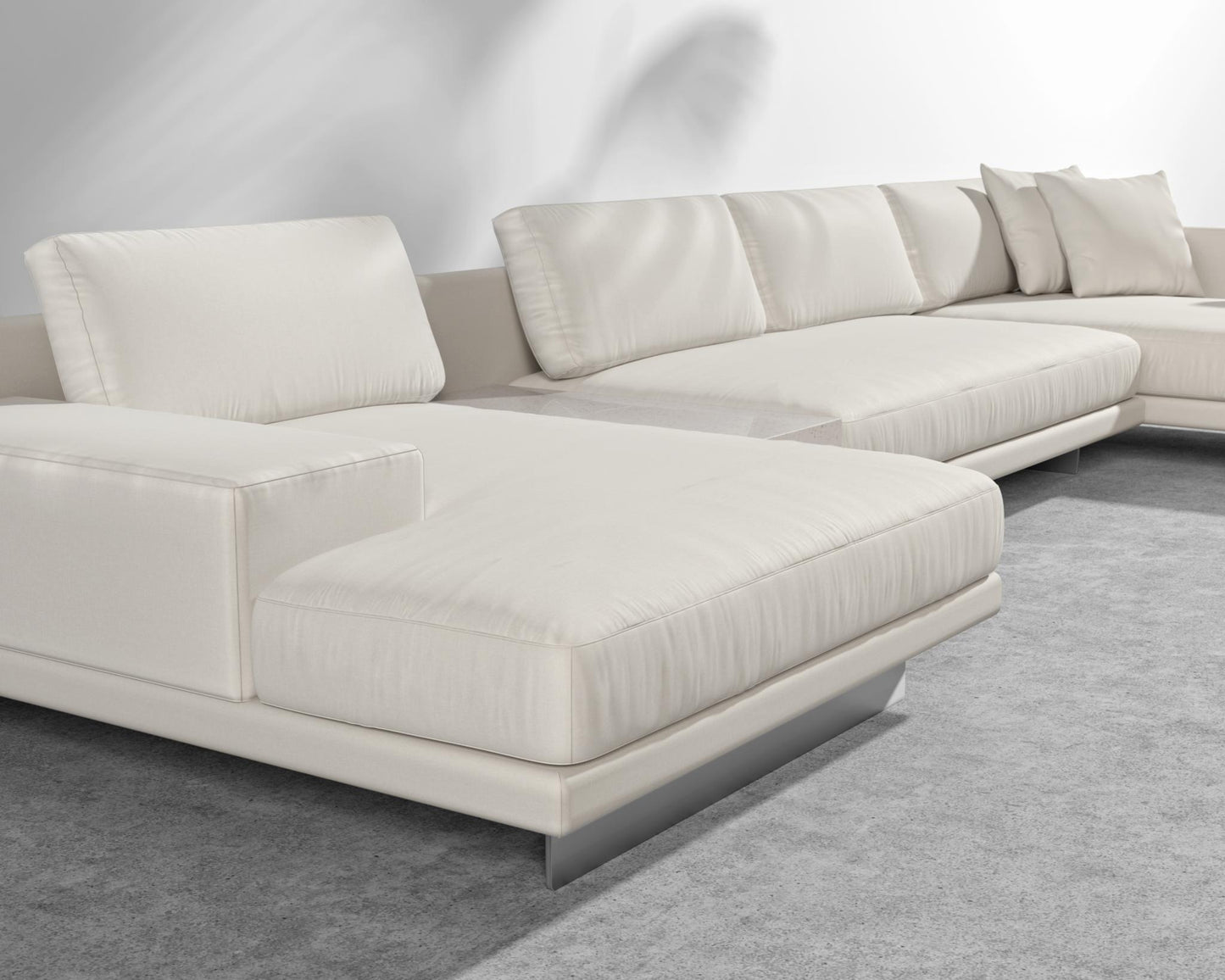 Dresden Outdoor Modular Sectional - Brushed Steel - Dresden Outdoor, Armrest, Left-Hand-Facing, Outdoor Fabric - Palisades