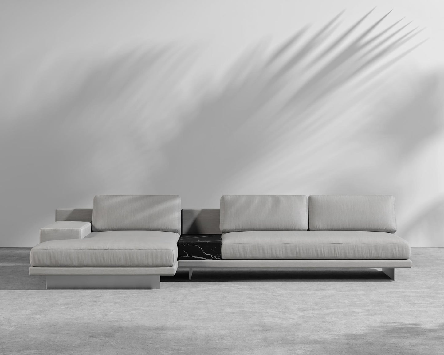 Dresden Outdoor Sectional Sofa - Brushed Steel - Dresden Outdoor, Armrest, Left-Hand-Facing, Outdoor Fabric - Encino