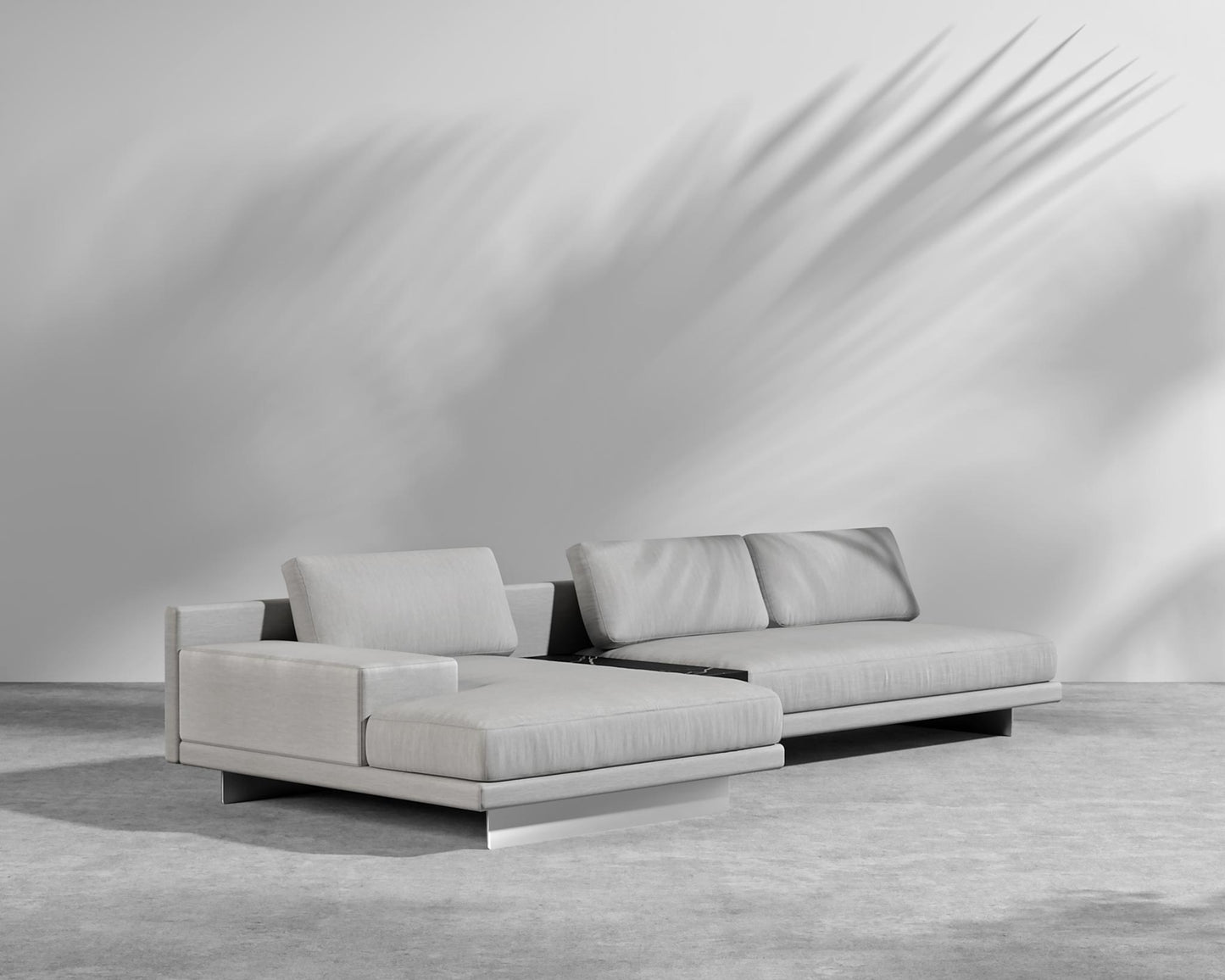 Dresden Outdoor Sectional Sofa - Brushed Steel - Dresden Outdoor, Armrest, Left-Hand-Facing, Outdoor Fabric - Encino